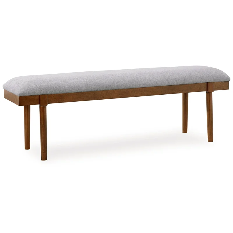 Lyncott - Large Upholstered Dining Room Bench - Gray / Brown