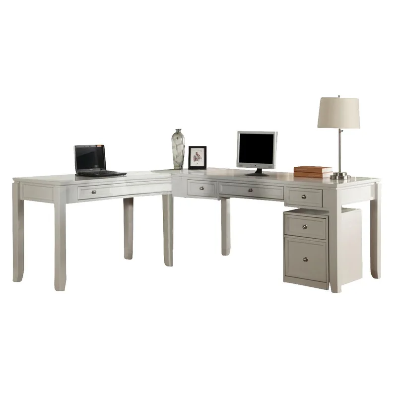 Parker House Boca 4-Piece L-Shaped Modular Office Desk in Cottage White