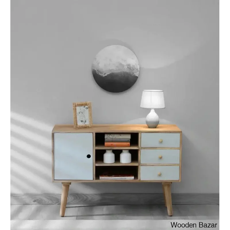 Pearl Solid Wood Sideboard in Natural Mango with Pearly Grey Finish