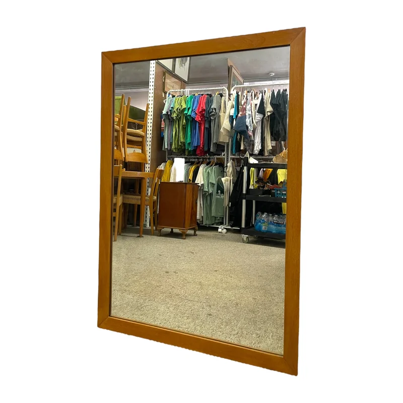 Vintage Mid-Century Modern Framed Wall Mirror -Rectangular Hanging Mirror