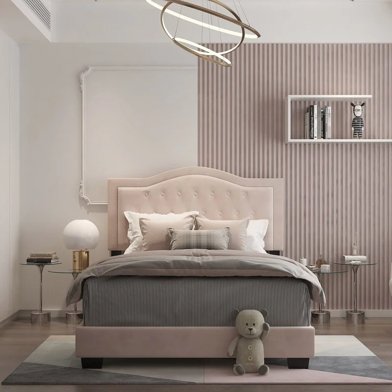 Worldwide Home Furnishings Pixie-54'' Bed-Blush 54" Double Bed 101-296D-BSH