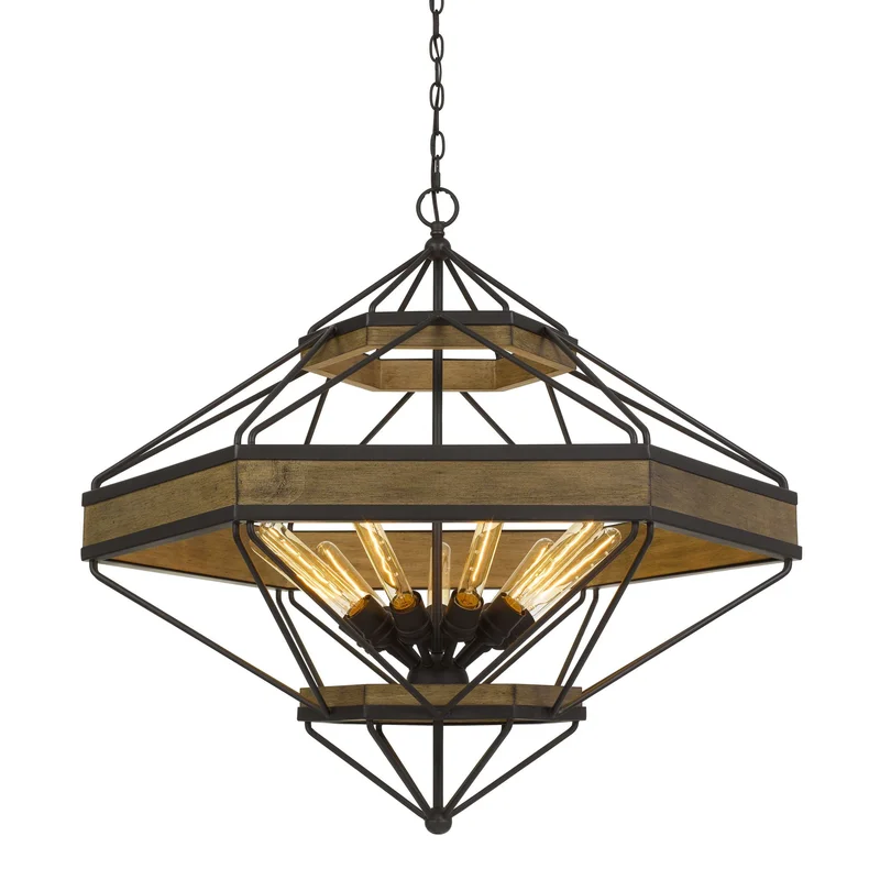 Alicante - 33.5" Height Pine Wood and Metal Fixture - Wood & Black