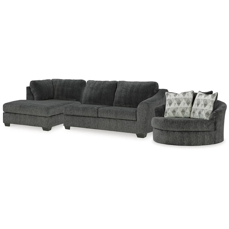 Biddeford 2-Piece Sectional and Oversized Swivel Accent Chair