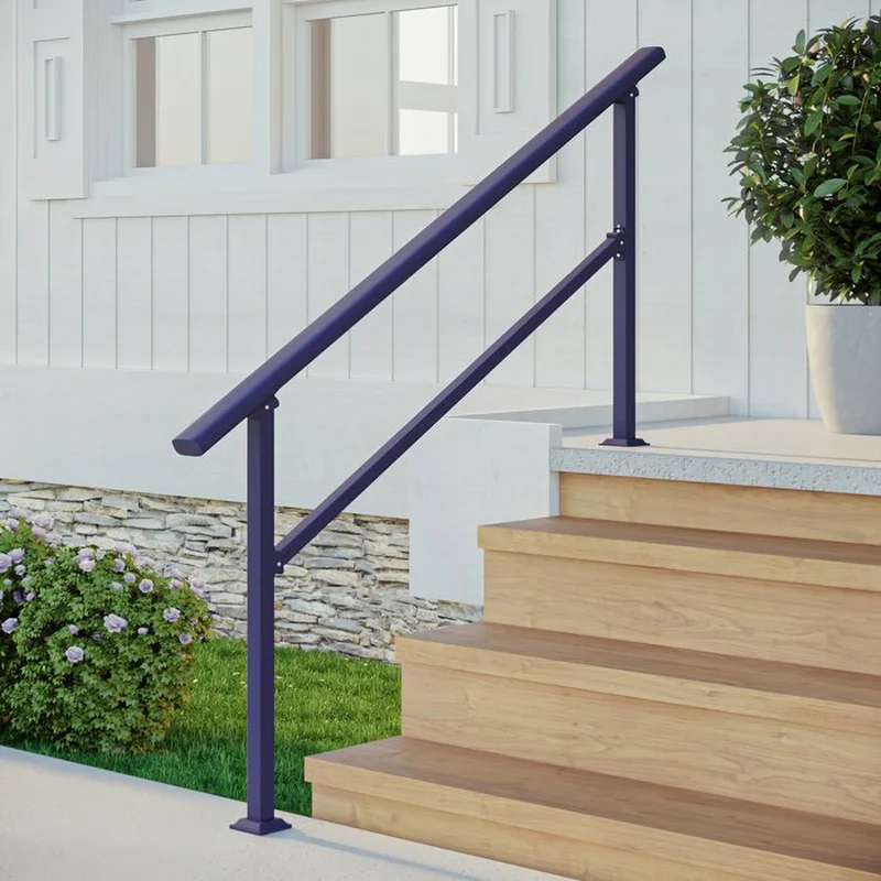 Outdoor Hand Rails for Steps Black Wrought Iron Handrail Kit
