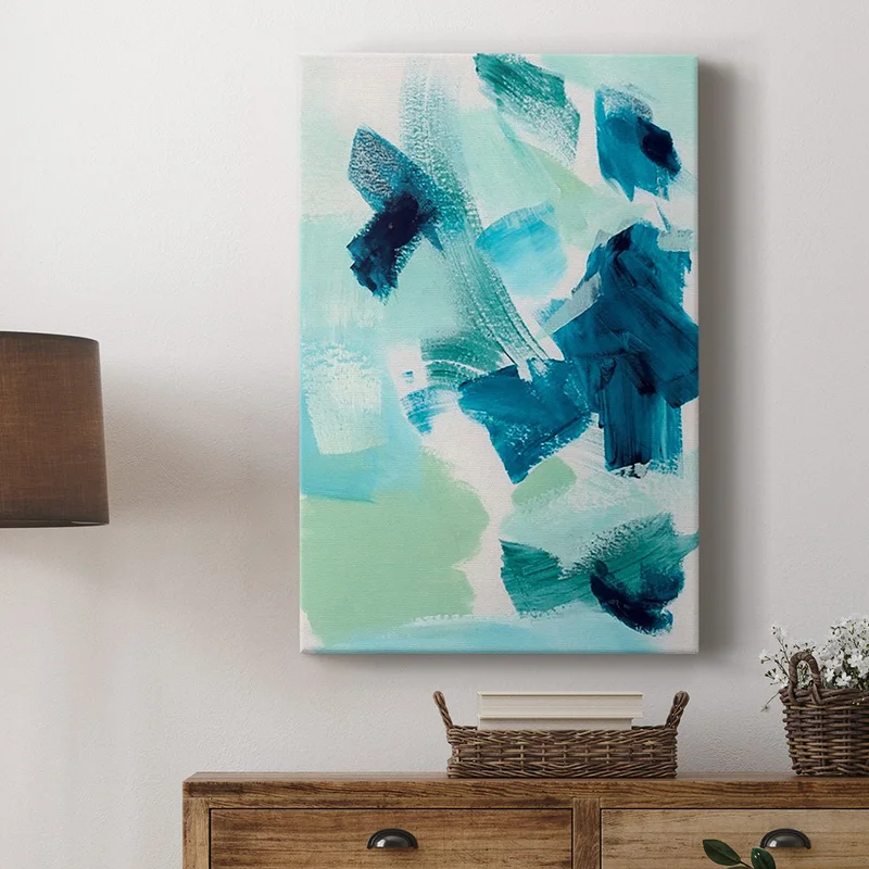 Teal Composition II - Wrapped Canvas Print Ivy Bronx Size: 12" H x 8" W x 1" D