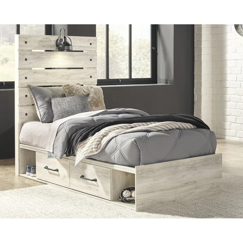 Cambeck Panel Bed With 4 Storage Drawers