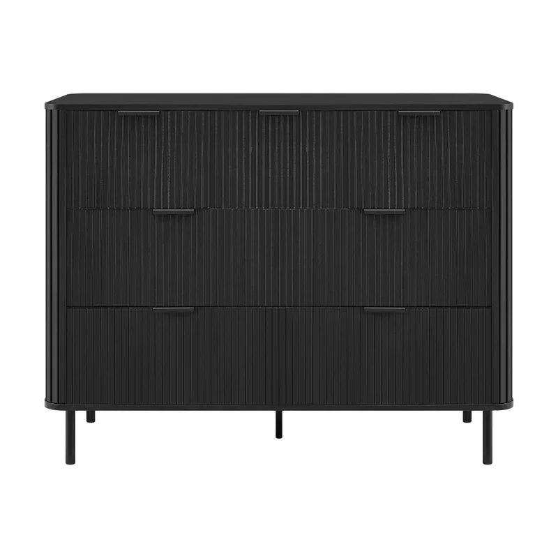 Galene Dresser Lowboy Chest Of 7-Drawers Storage Cabinet Slat Black