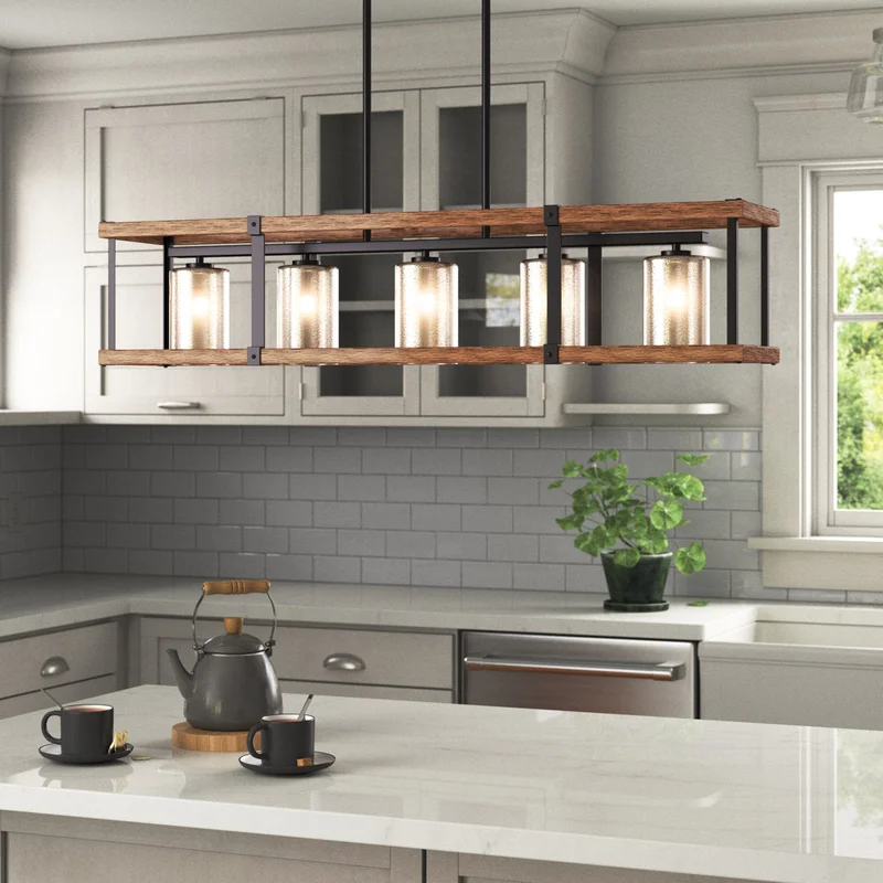 Hibner 5 - Light Kitchen Island Linear Pendant Laurel Foundry Modern Farmhouse