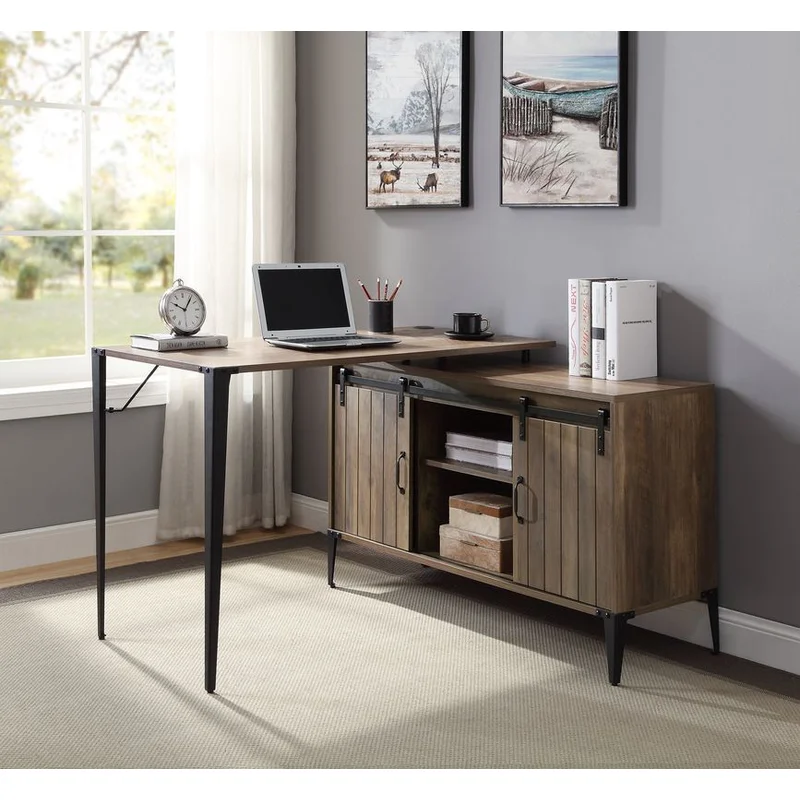 Zakwani - Writing Desk - Rustic Oak & Black Finish - 31"
