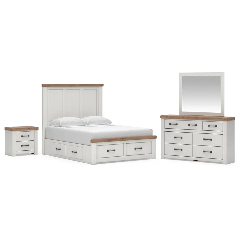 Savonport King Panel Storage Bed. Dresser Mirror and Nightstand