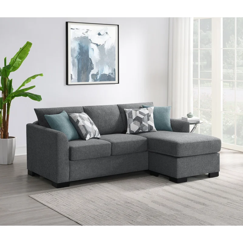 Storey Upholstered Sleeper Sectional Chaise Sofa Grey