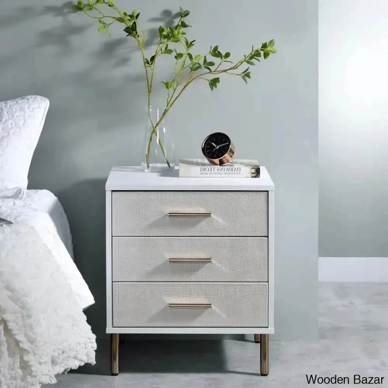 Wooden Bazar Ardmore 23.00'' Tall 3 - Drawer Solid Wood Nightstand in White