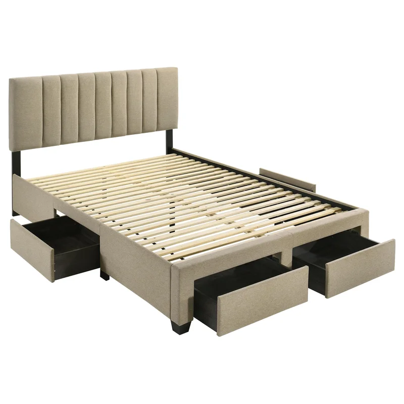 Wheatland Brown 4-Drawer Upholstered Eastern King Storage Bed