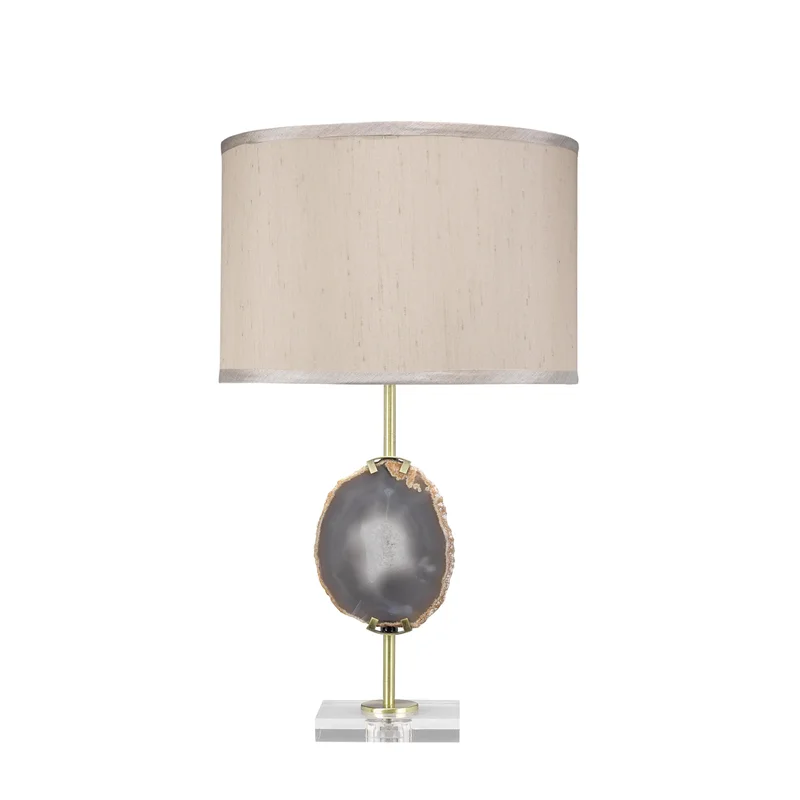 Agate Slice Table Lamp with Linen Shade