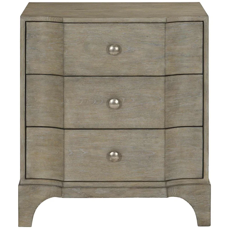 Albion Nightstand Pewter Finish with Compact Breakfront and USB | Bernhardt