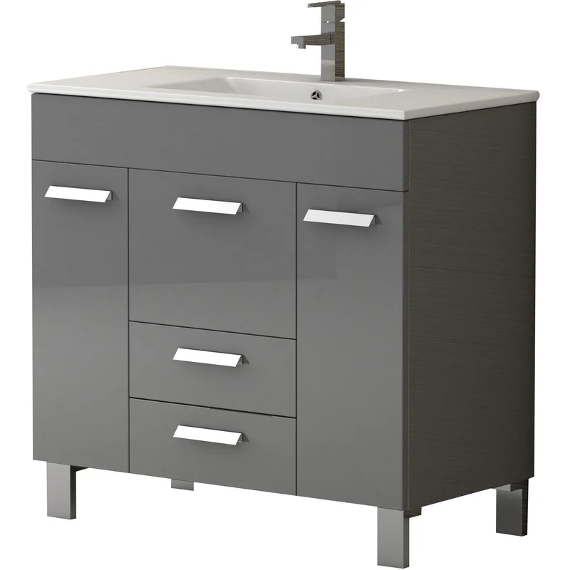 Eviva Venus 36" Modern Bathroom Vanity with White Integrated Porcelain Sink
