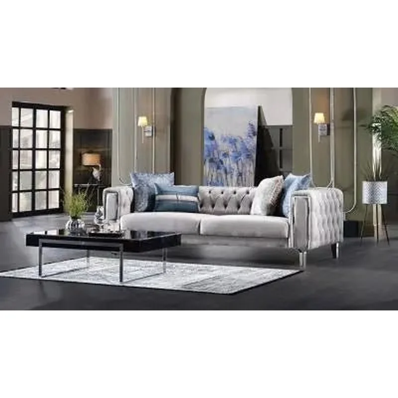 Montego Sleeper Sofa (Light Gray) Chrome Leg 2 Pieces