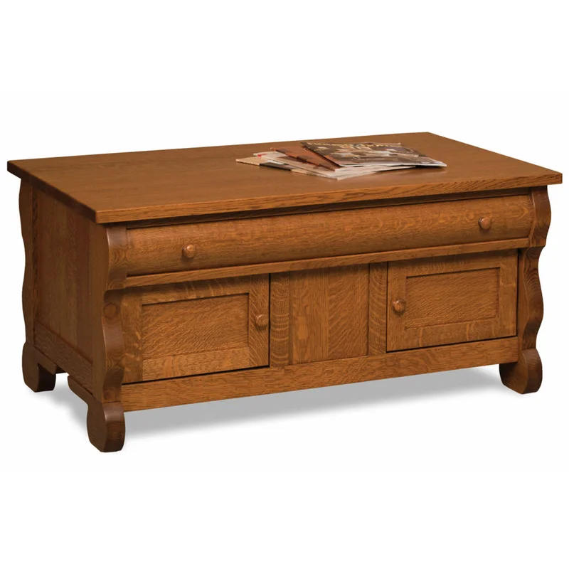 Old Classic Sleigh Enclosed Coffee Table W/Drawer Doors