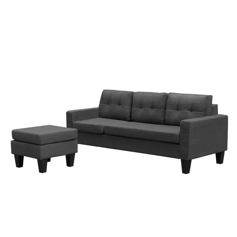 TUS-1228 Sectional Sofa 71" Wide Black Velvet fabric Condo-Size