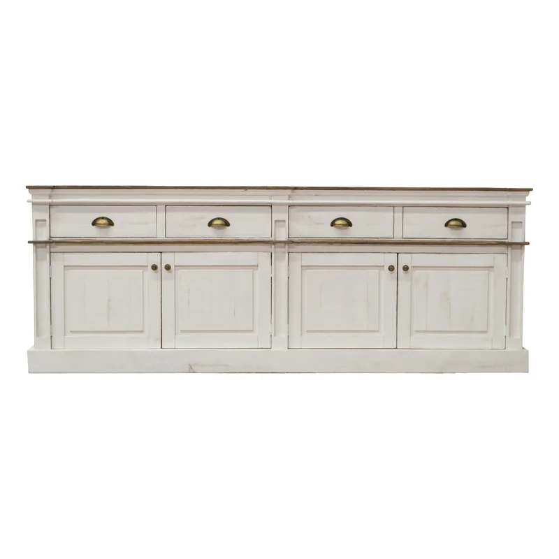 Farmhouse Style Solid Wood Sideboard Console Cabinet with Drawers & Storage
