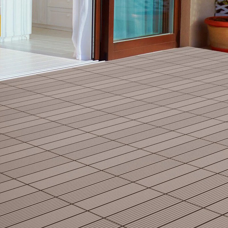 12" x 12" Composite Interlocking Deck Tile in Brown/Dark Gray (Set of 6)