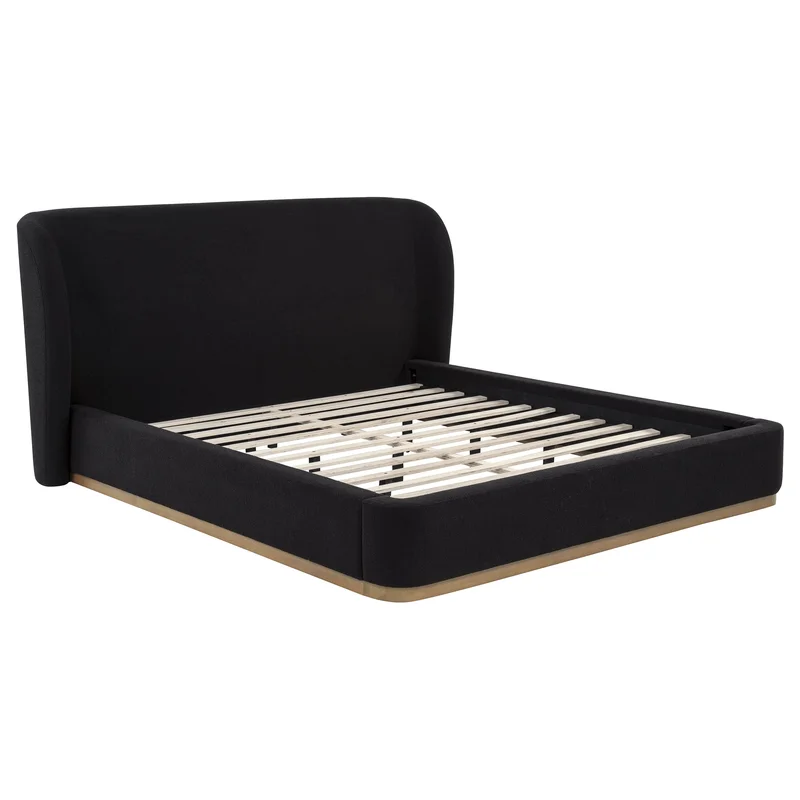 Blaire Upholstered California King Wingback Platform Bed Black