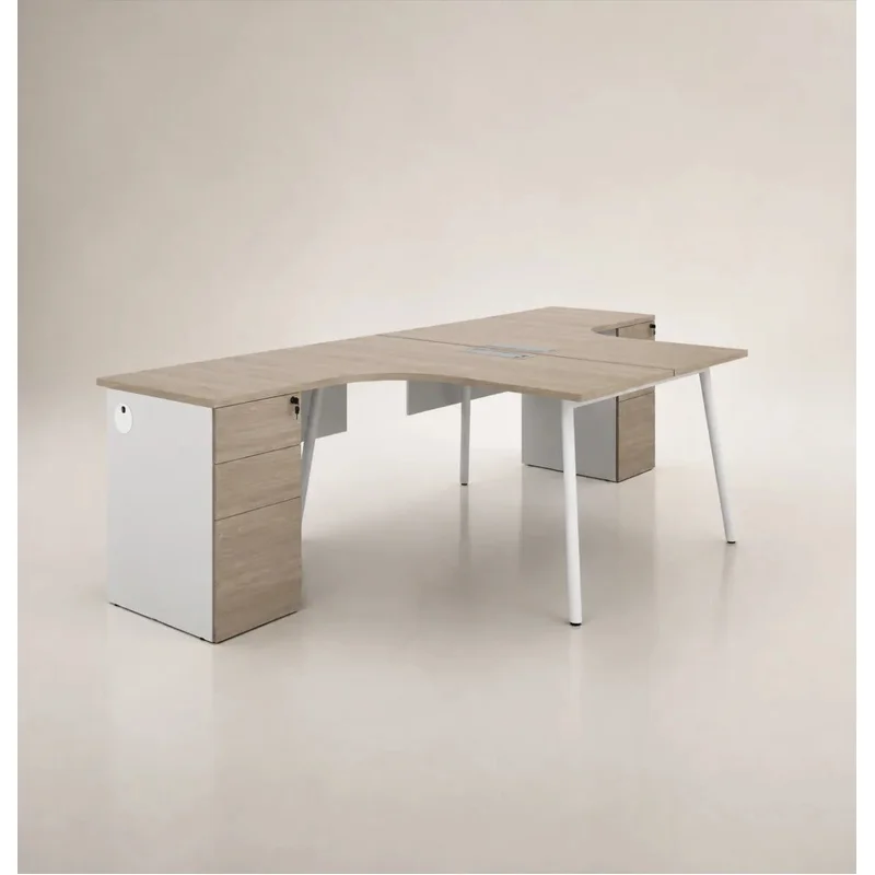 Nora Cluster of 2 L-Shaped Desk with Fixed Pedestal