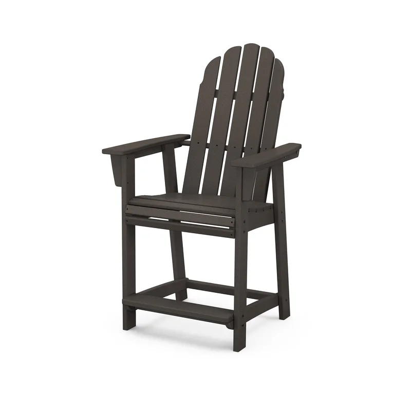 POLYWOOD Vineyard Curveback Adirondack Counter Chair in Vintage Coffee
