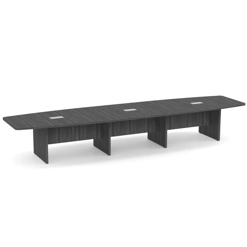 OS Laminate Expandable Boat Shaped Conference Table with Slab Base - 14'