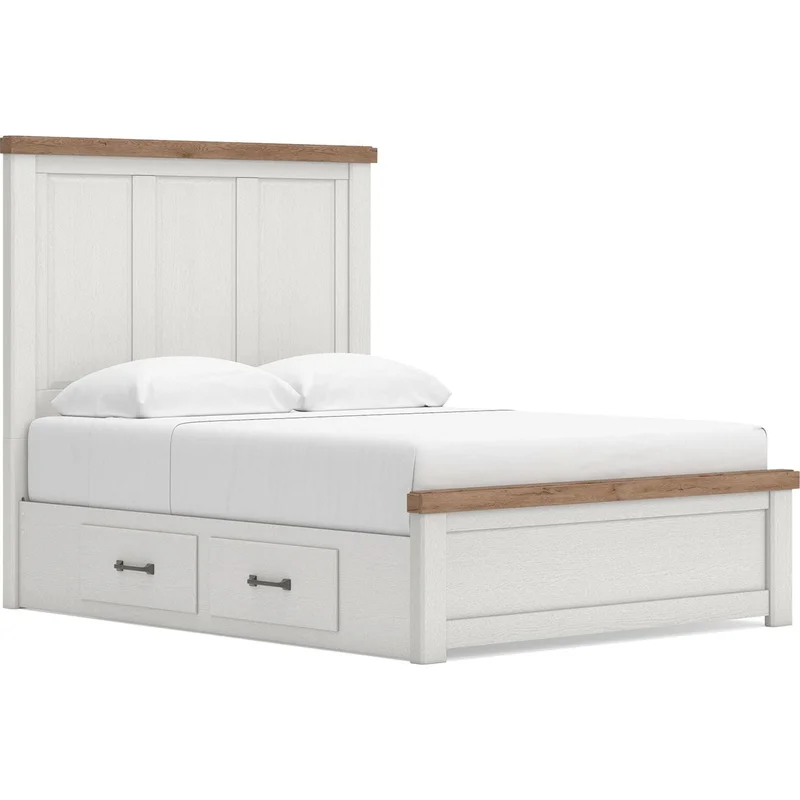 Savonport Queen Storage Bed - White/Brown