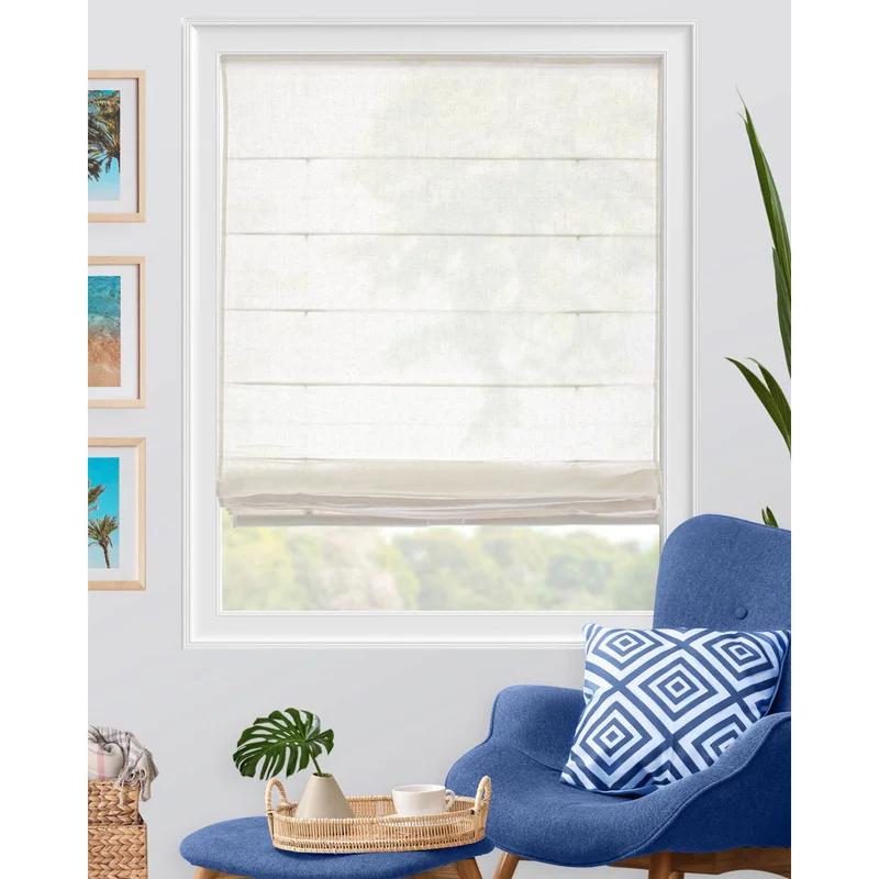 Semi-Sheer White Roman Shade Dakota Fields Blind Size: 48" W x 64" L
