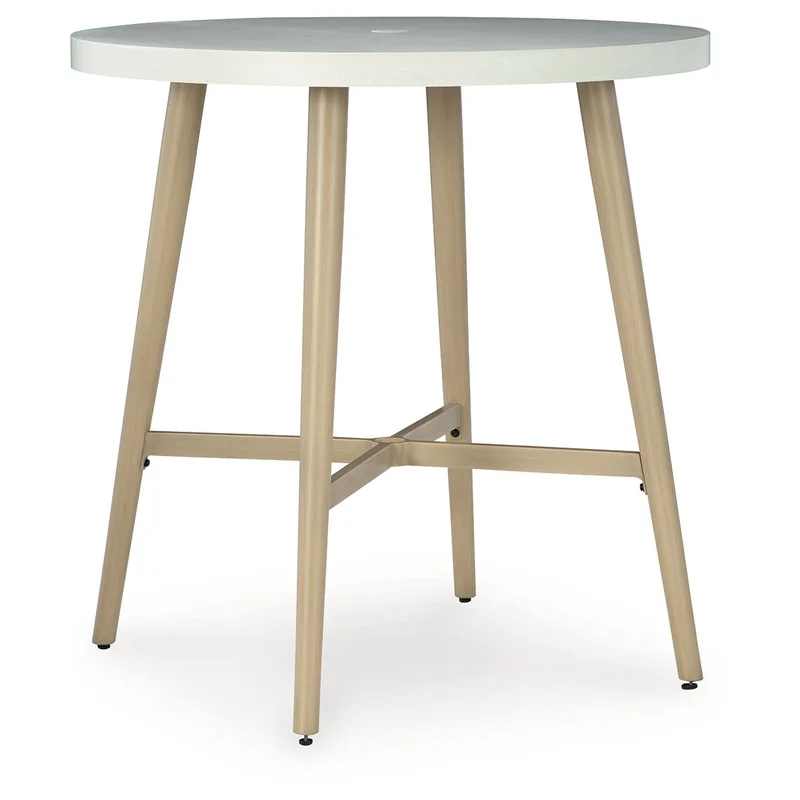 Seton Creek - Round Bar Table With Umbrella Option - Beige
