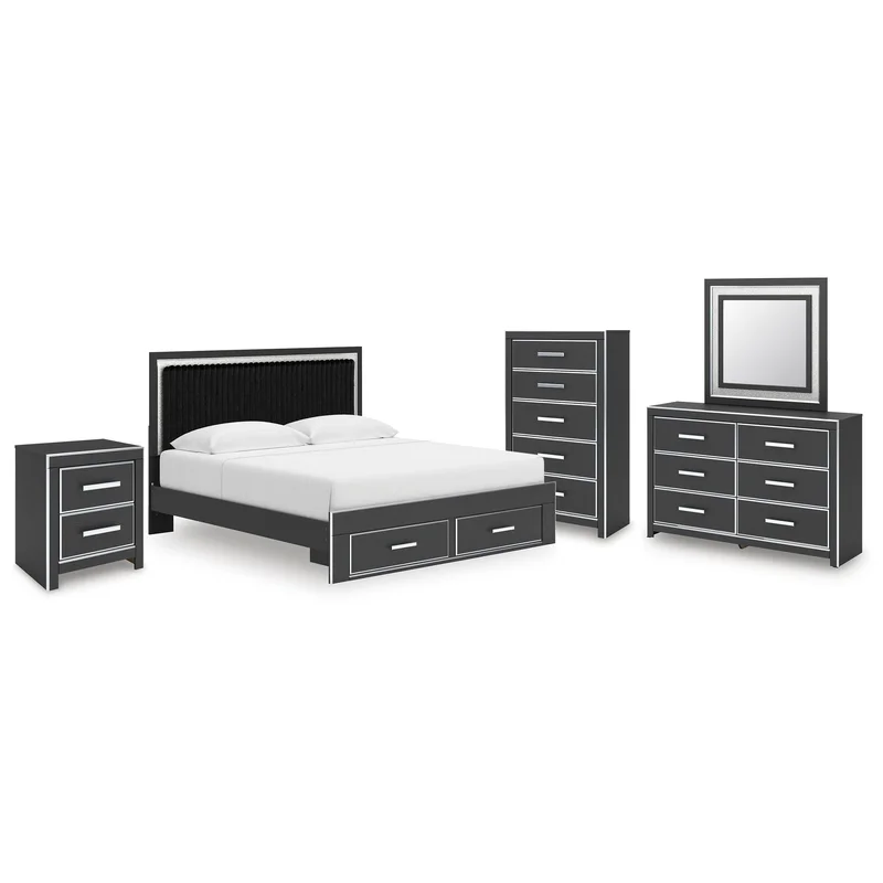 Zuraleus King Storage Bed Dresser Mirror Chest and Nightstand