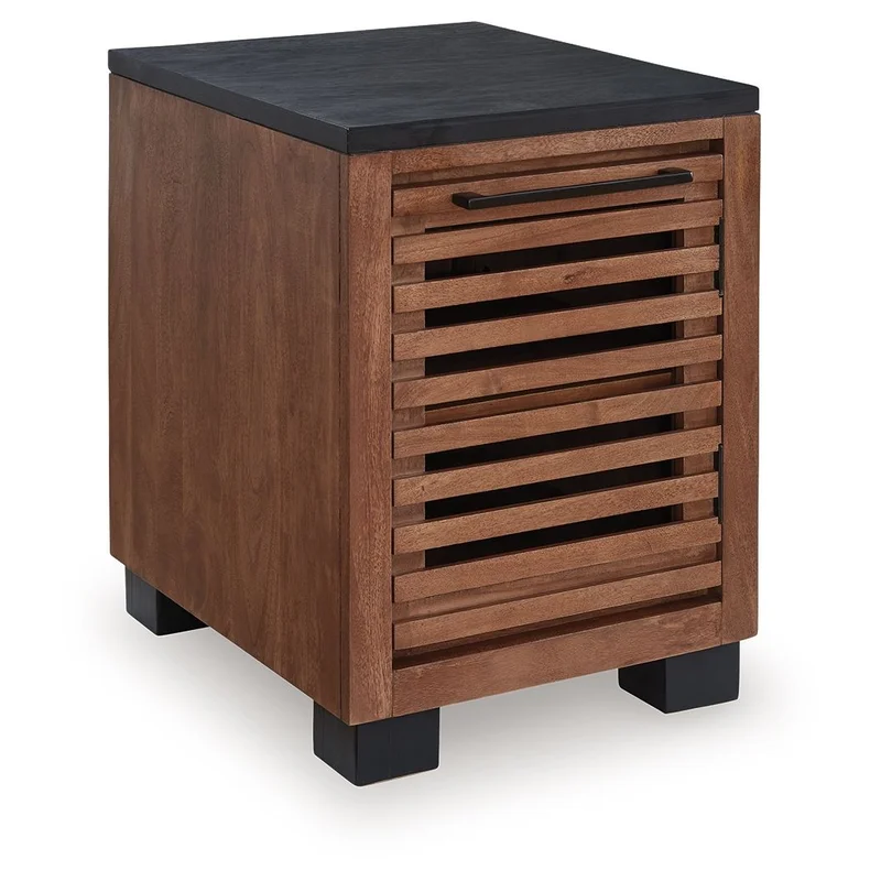 Kallari - Chair Side End Table - Warm Brown / Black