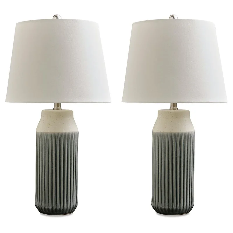Afener - Ceramic Table Lamp (Set of 2) - Blue / Beige