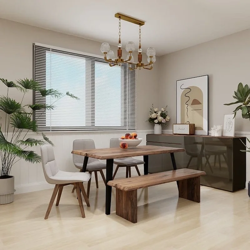 NORYA 1.6m Walnut & Oak Wood Dining Table - Solid American Walnut (NZTB02)
