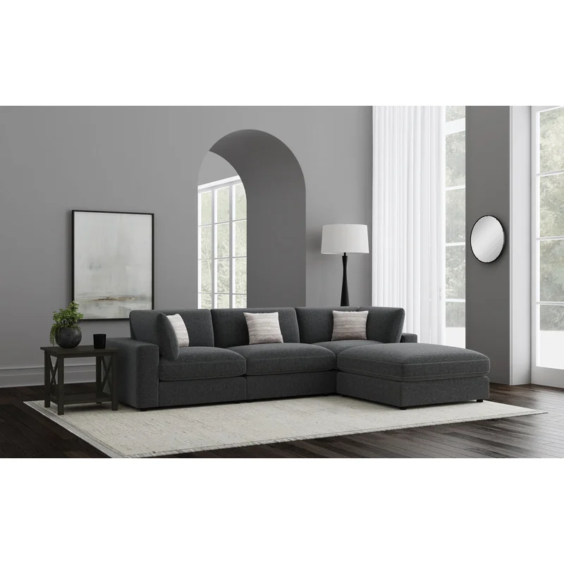 Serene 4-piece Upholstered Modular Sectional Sofa Charcoal