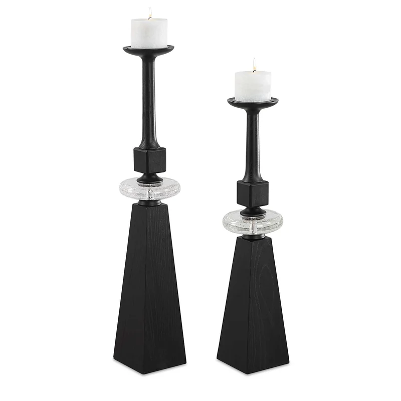Ebon Glow Floor Candleholders - Set of 2