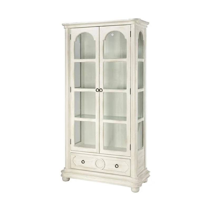 Stein World Leena Antique White With Clear Glass Display Cabinet