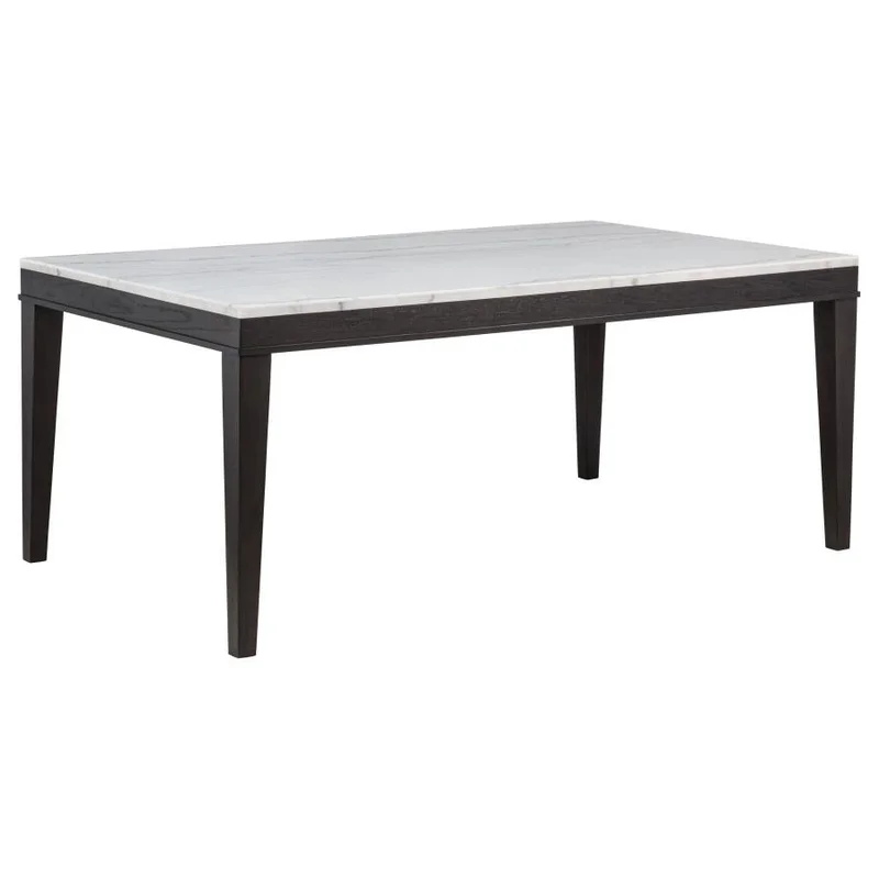 AVERILL 72-INCH RECTANGULAR WHITE MARBLE TOP DINING TABLE COFFEE BEAN