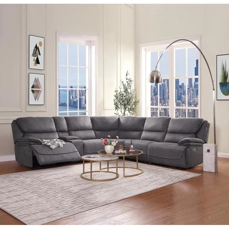 Acme Neelix Power Motion Sectional Sofa in Seal Gray 55120