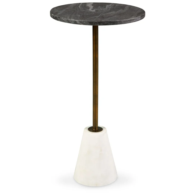Caramont - Accent Table with White Base - Black / White / Gold Finish