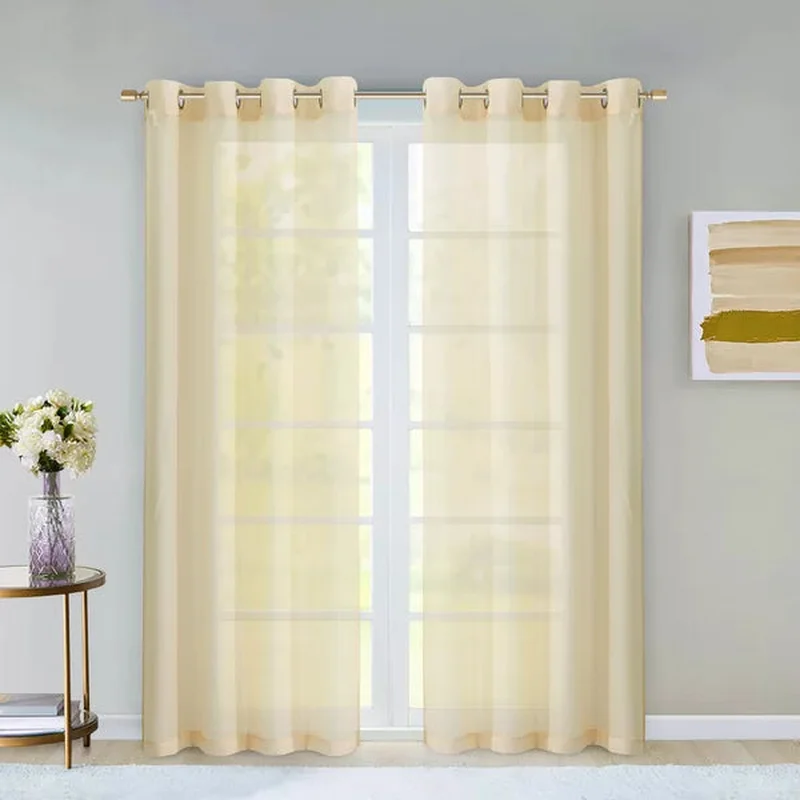 Shirleen Solid Color Semi-Sheer Grommet Curtain Panels 54" x 84" (Set of 2)