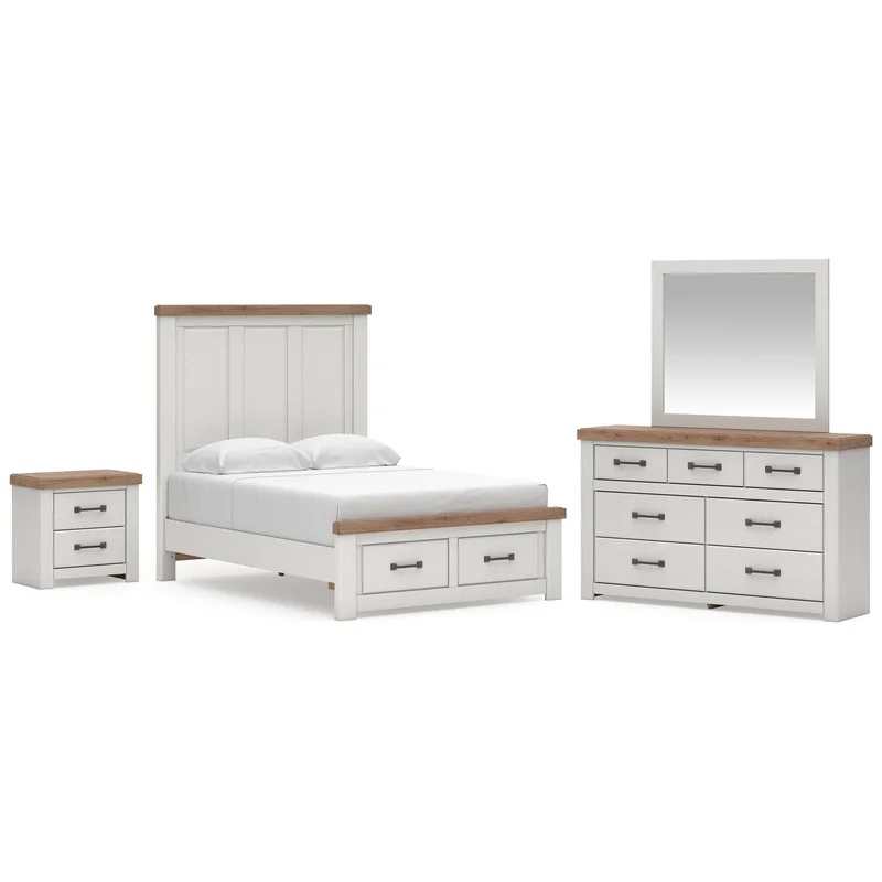 Savonport Full Panel Storage Bed. Dresser Mirror and Nightstand