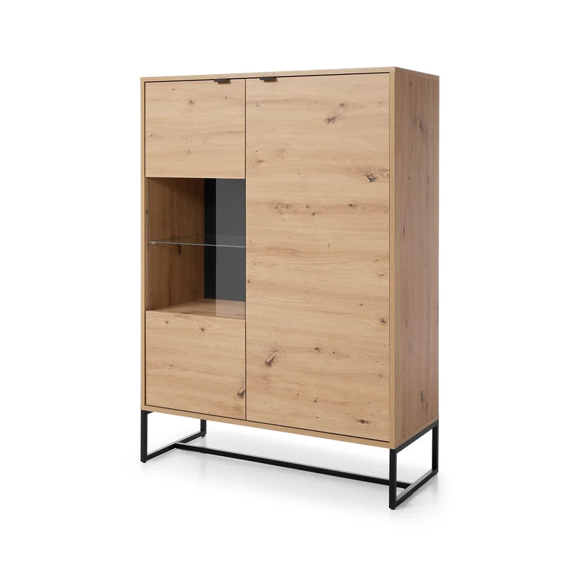 Amber Cabinet 93 - Storage Cabinet with Two Doors and Glass Cabinet Display