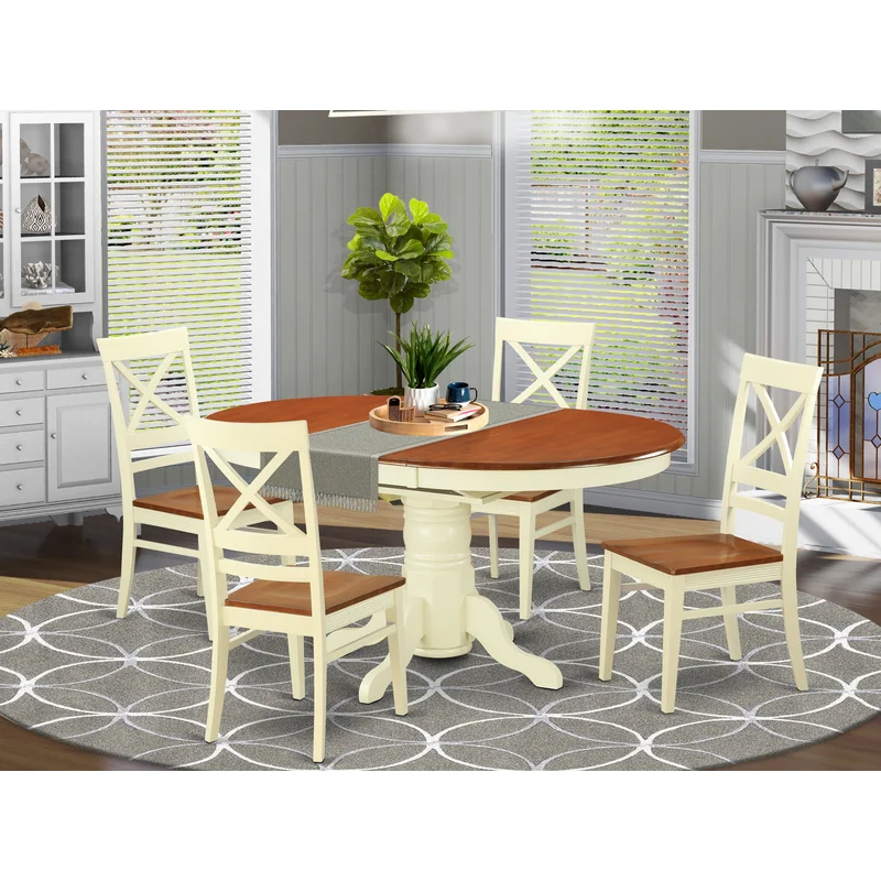 AVQU5-WHI-W 5 PC Table and chair set - Dining Table and 4 Kitchen Dining Chairs