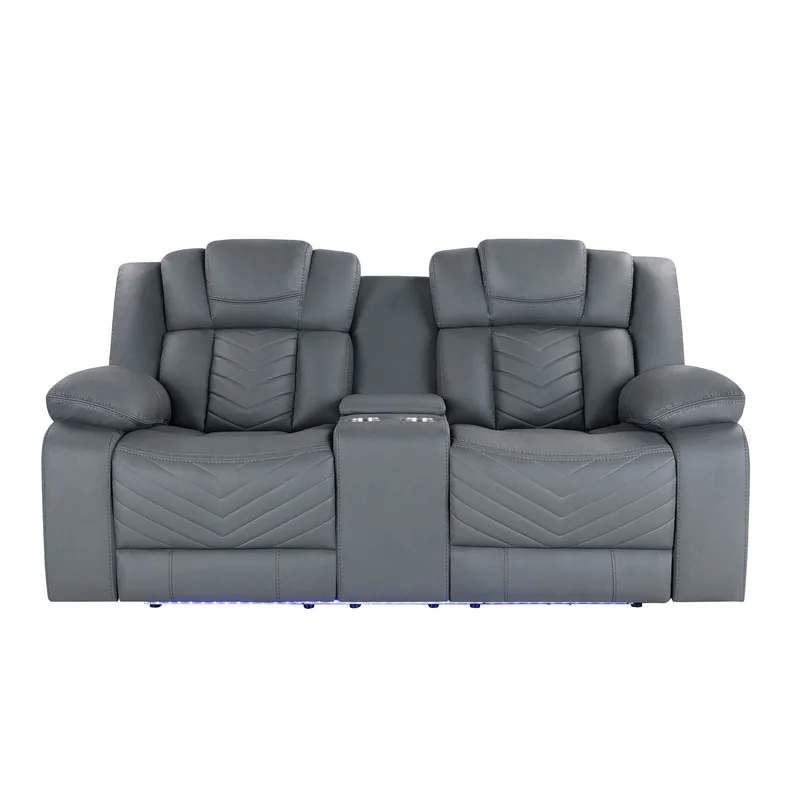 U7069 - Power Console Reclining Loveseat With LED And Immersive Sound - Gray