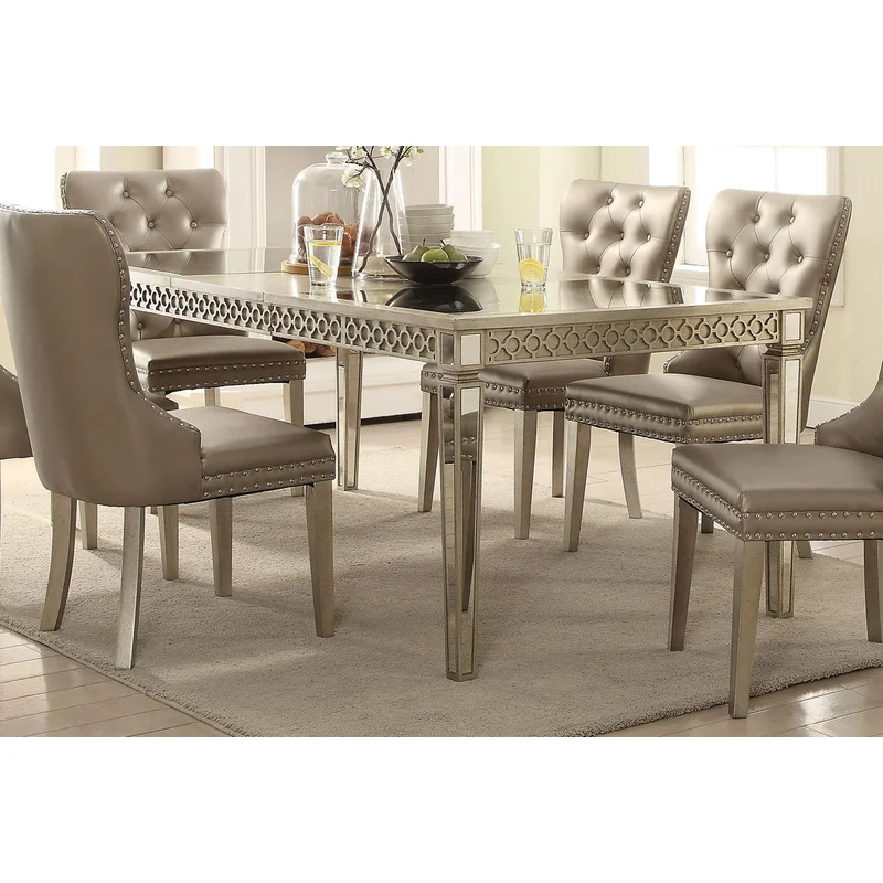 Acme Furniture Kacela Dining Table in Mirror and Champagne 72155