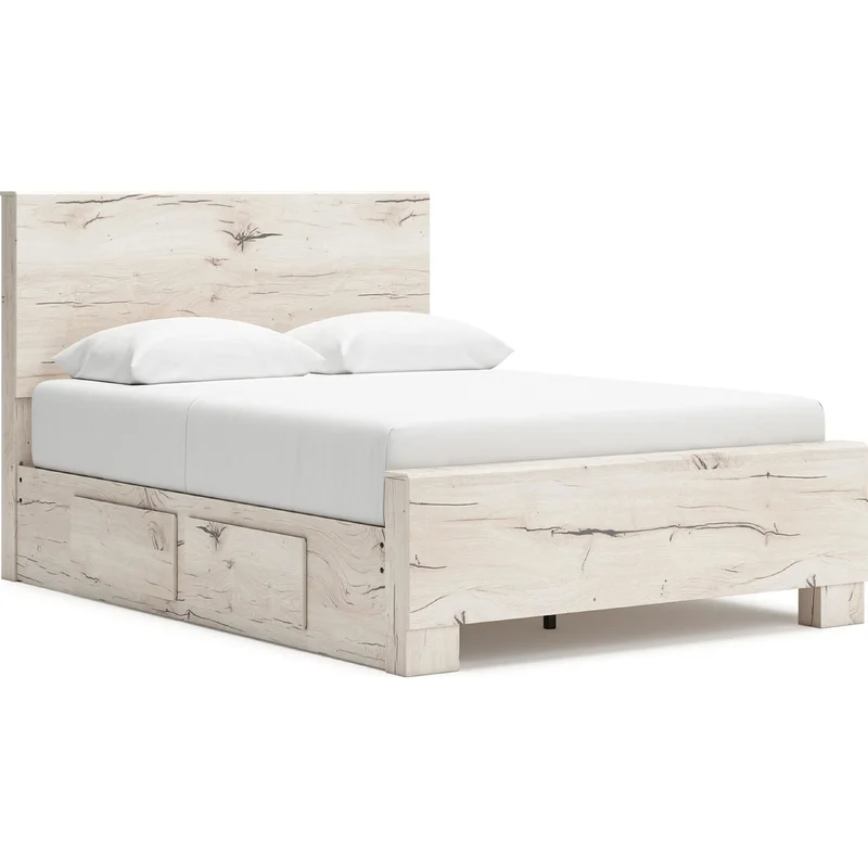 Lawroy Platform Bed with 2 Drawer Storage - Light Natural
