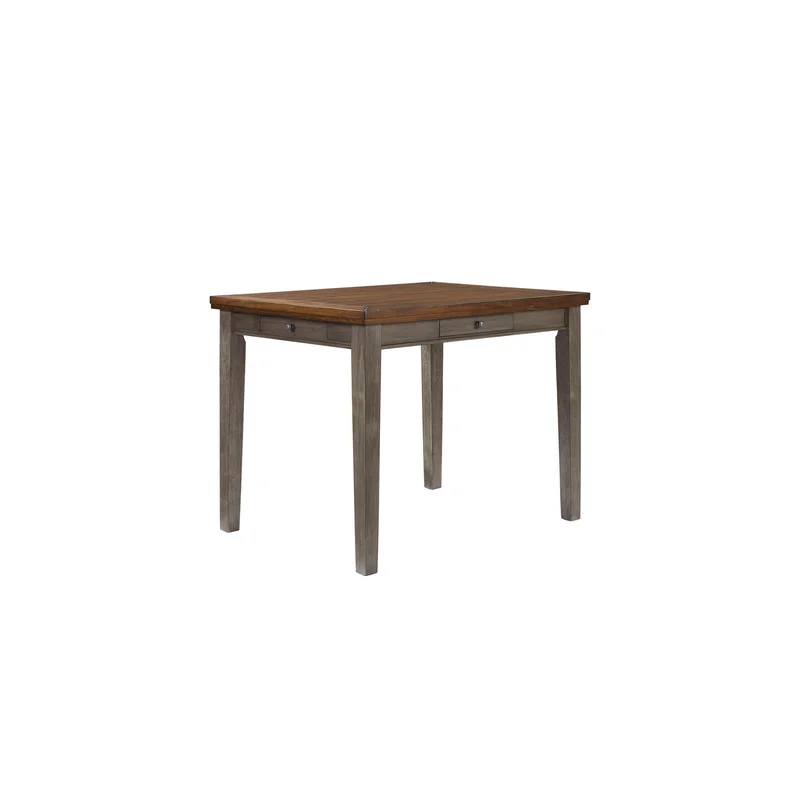 Will Dining - Counter Dining Table With 4 Drawers - Gray / Brown